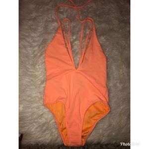 Orange one piece bathing suit